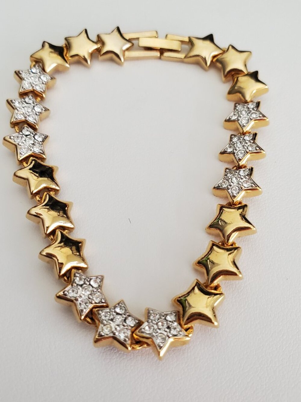 Vintage IVANA (Trump) Rhinestones Stars & Gold Tone Link Bracelet 90s Jewellery
